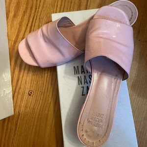 Pink patent leather Maryam Nassir Zadeh slides